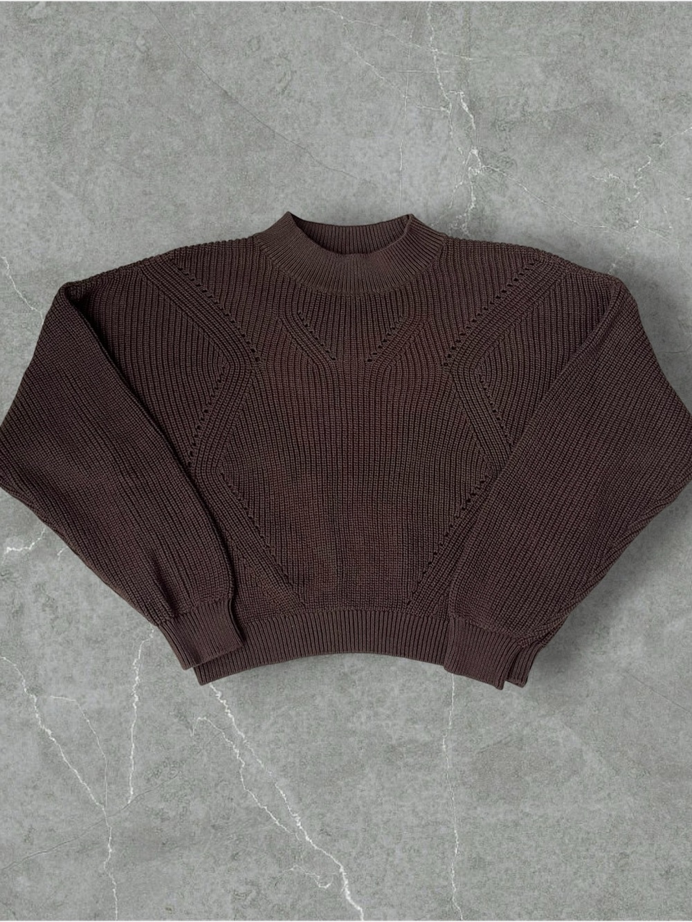 H&M Ribbed Crewneck Sweater in Brown